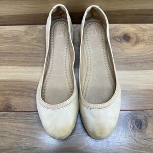 Frye Carson Ballet Flats Womens 8 Tan Leather Minimalist Modern Casual Slip On